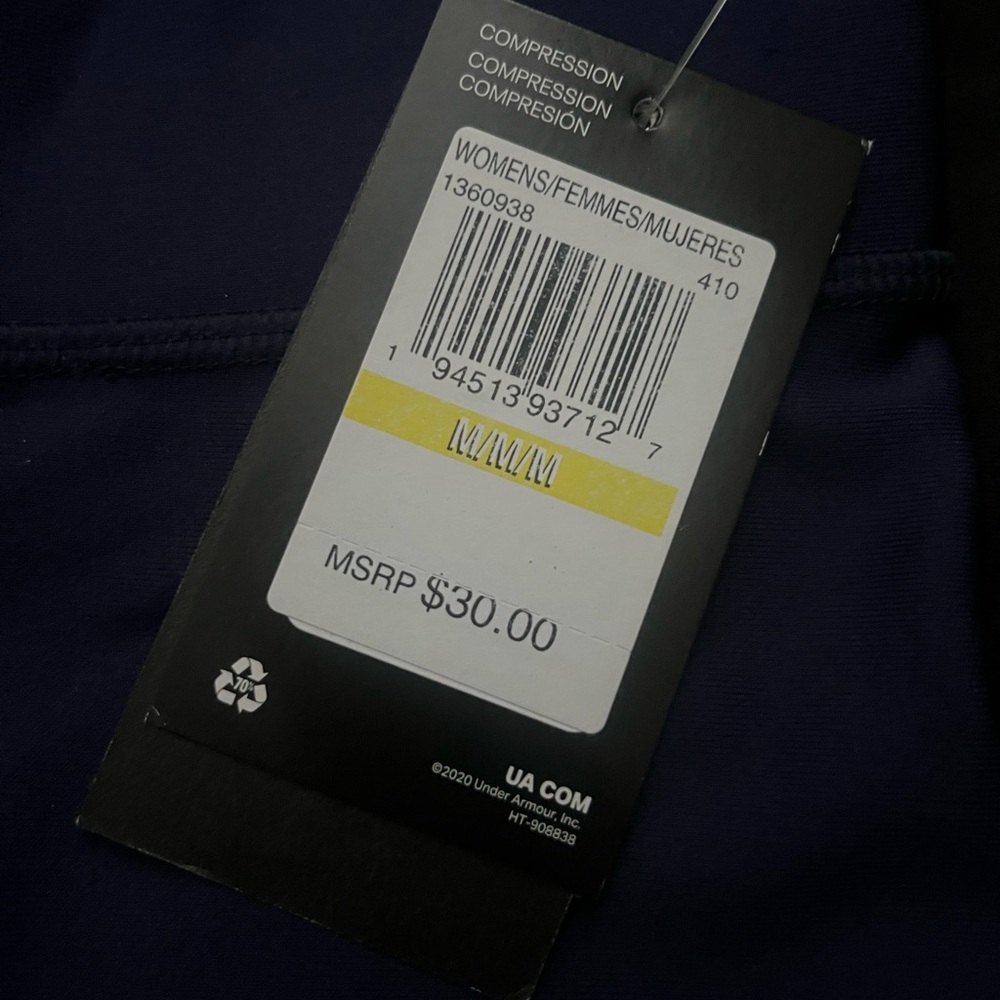 Under Armour Blue and Black Mid Rise Midi Compression Shorts - Picture 3 of 8